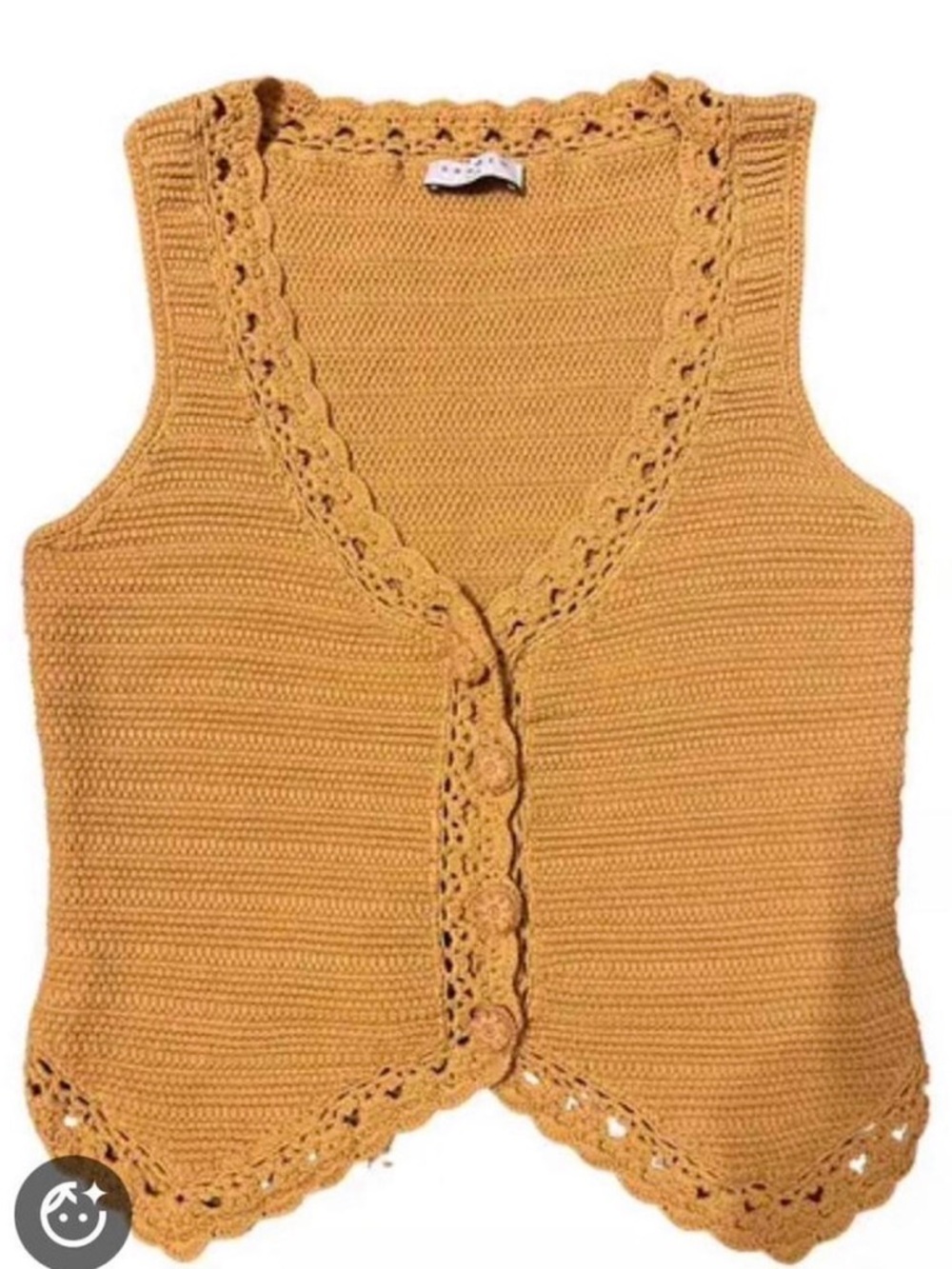 Mustard Crochet Sandro Knit Vest